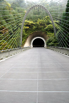 Japan Photo  Miho Museum suspension bridge - valley crossing bridge